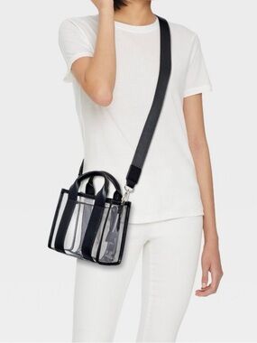 Clear Stadium Bag Crossbody Mini Tote Black Trim Adjustable Strap